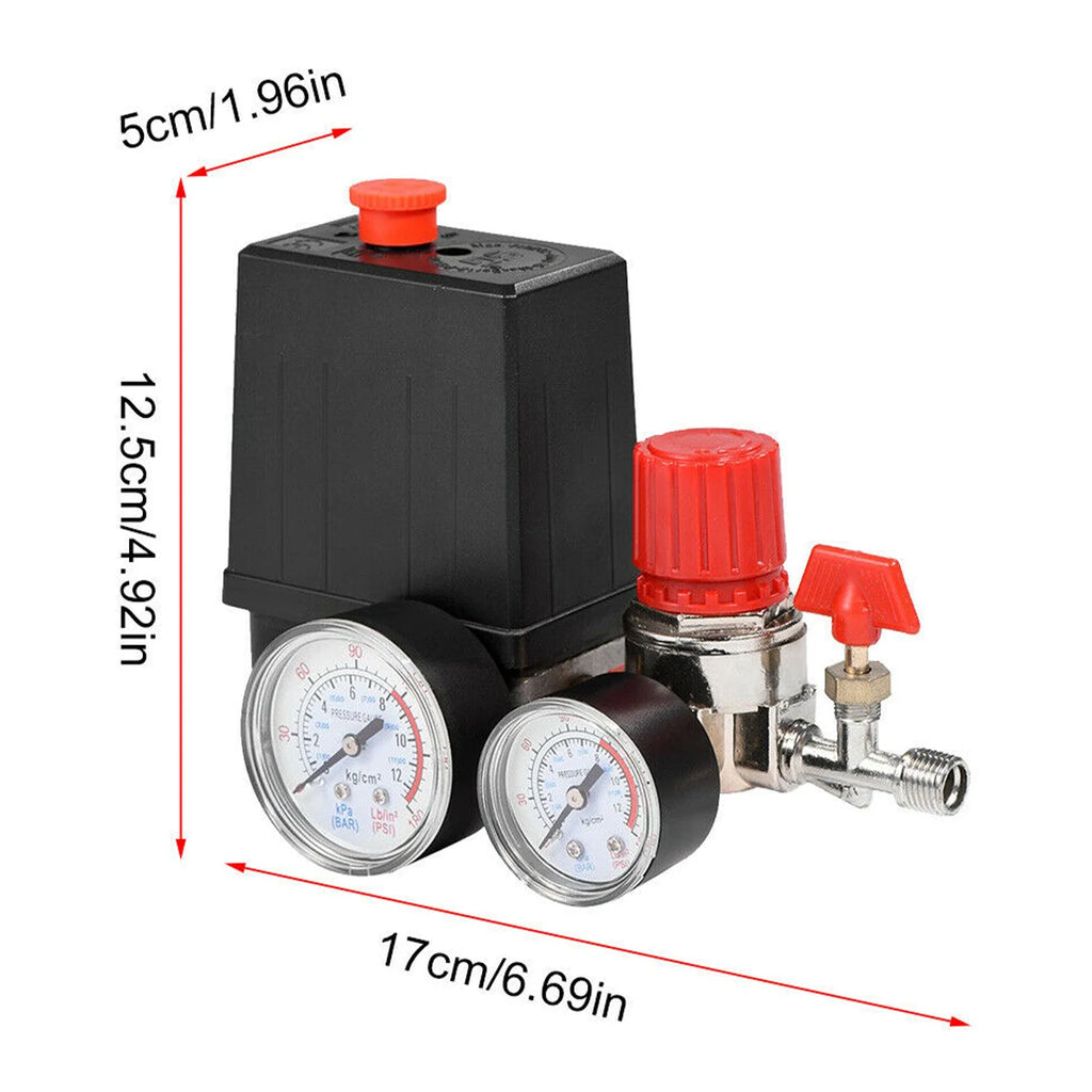 90-120PSI Air Compressor Pressure Switch Valve Control Manifold Regulator Gauges Safety Valve 1/4"BSP Air Compressor Parts