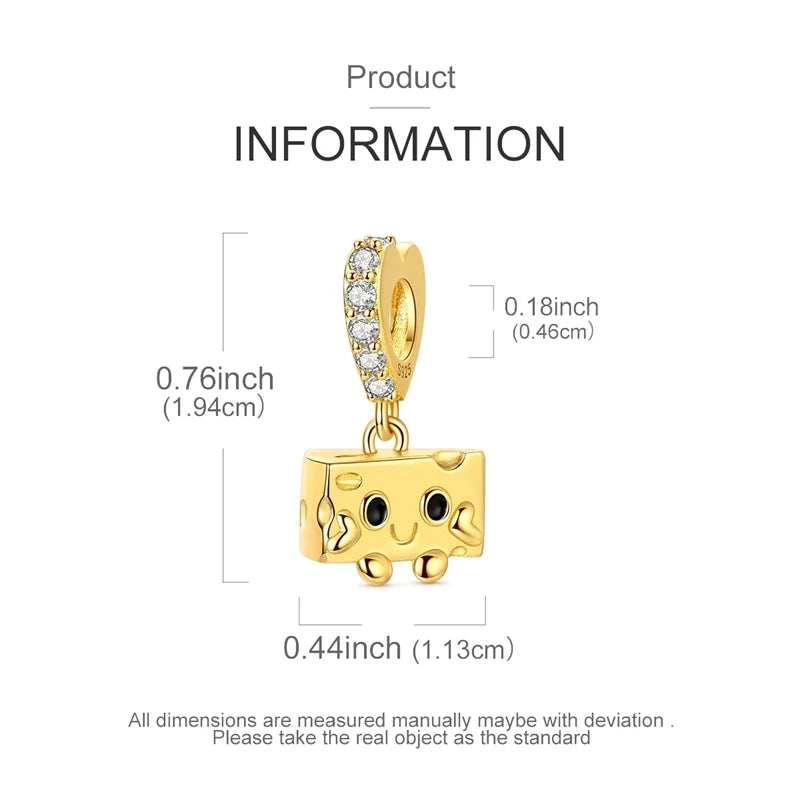 Original 925 Sterling Silver Charm Bead Golden Series Zircon Pendant Fit Original Bracelet Necklace For Women DIY Jewelry Gift
