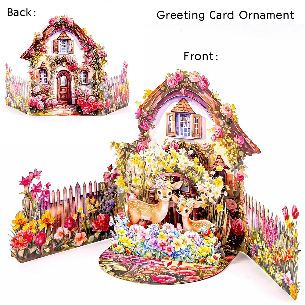 3D Pop Up Greeting Card Romantic Love Flowers Butterfly Bouquet Handmade Surprise Card Anniversary Birthday Valentine's Day Gift