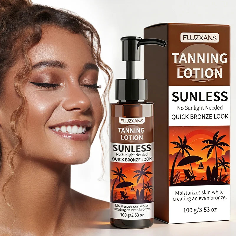 Sunless Tanning Lotion-Tanner Glow 30 Min Fast Natural Color Development Even Skin Tone No Sun Bronzed Look Self-Tanning Lotion