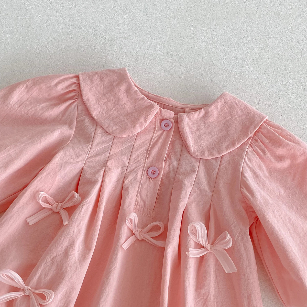 Spring and Autumn baby Girl Cute Bow Long Sleeve Triangle Climbing Suit Princess Onesie Crawling Suit, Suitable for Outdoor