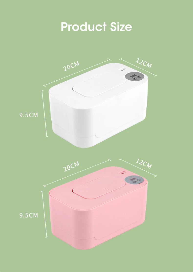 Baby Wet Wipes Heater LED Display Wet Wipes Dispenser Portable USB Charging Wipe Heater Car Home Wet Wipes Napkins Heating Box