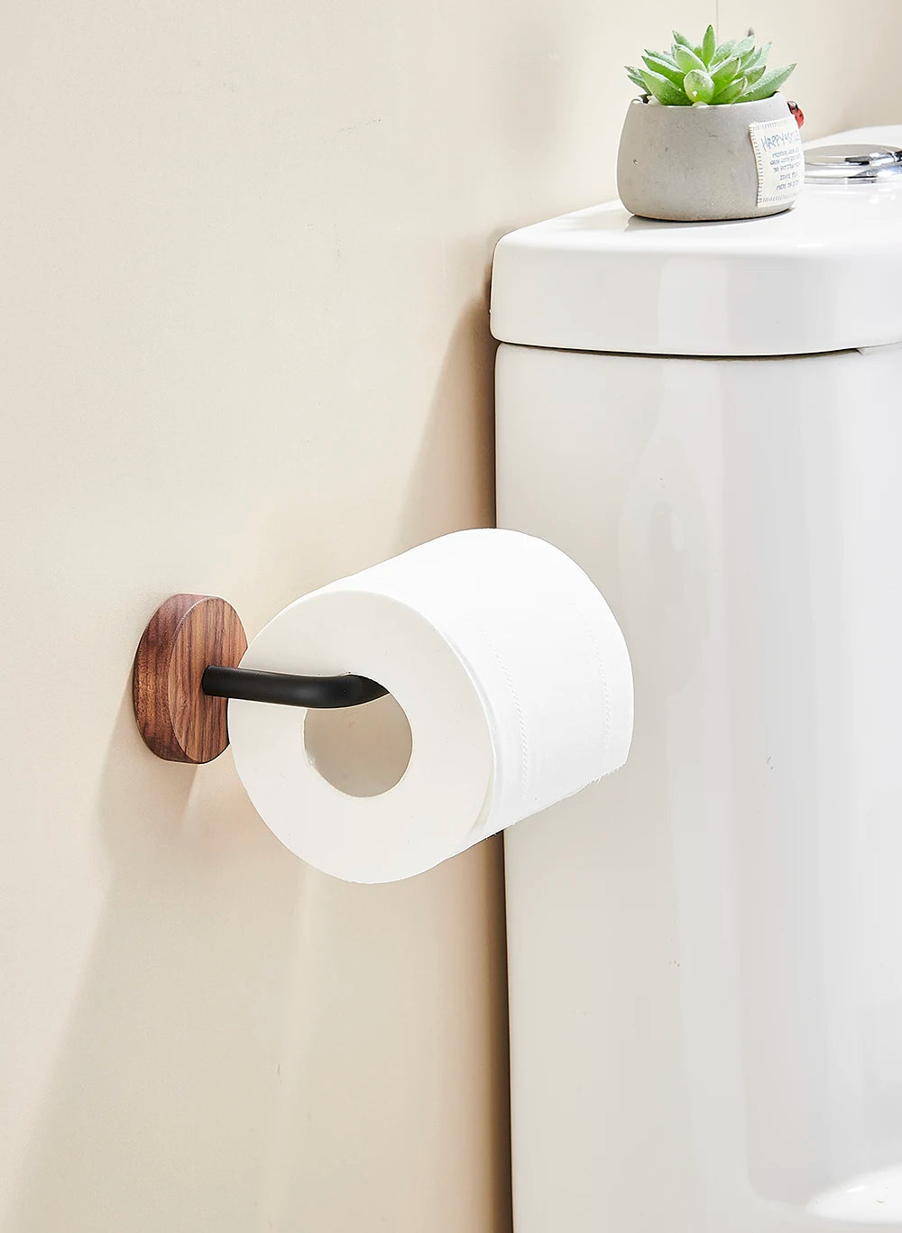 Wood Toilet Paper Holder  No Drill Required! Kitchen & Bathroom Storage Solution  Self-Adhesive Wall Mounted Tissue Rack