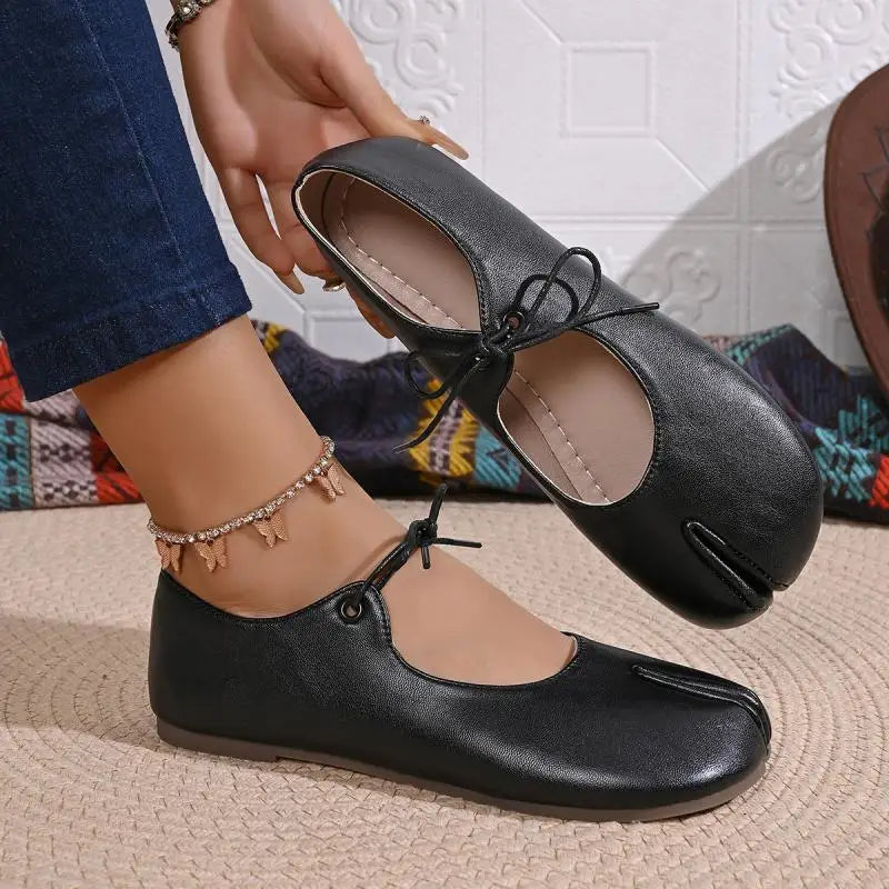 Comfort Flats Heel Silver Designer Tabi Shoes Women Summer 2026 Lightweight Lace Up Bowknot Ballet Flat Shoe Woman's Loafers