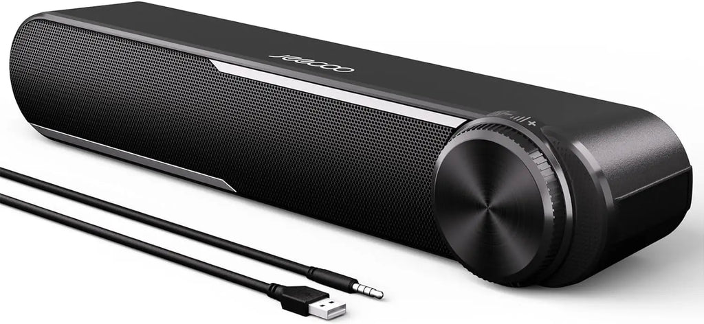 Jeecoo A30 Wired Computer Speakers PC Soundbar for Monitor USB-Powered w/3.5mm AUX,Big Volume Control - Laptop Tablet Compatible