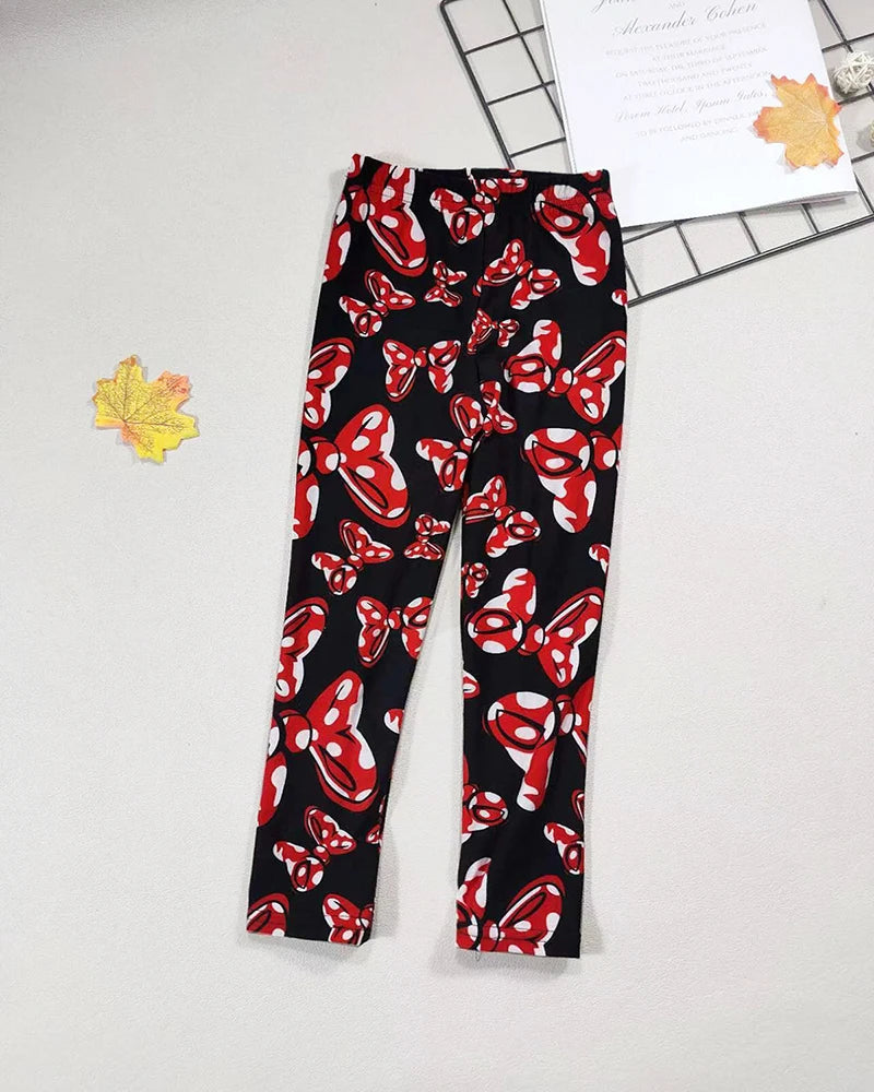 Girls' Leggings Fashion Cartoon Tight Pants Spring and Autumn Baby Girls Slim Fit Flower Leggings Summer Children's Pants