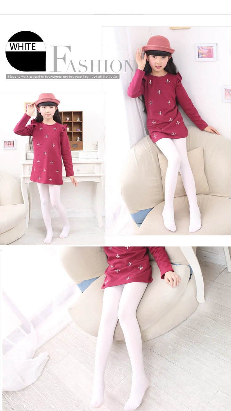 Summer Spring Candy Color Kids Pantyhose Ballet Dance Tights for Girls Stocking Children Velvet Solid White Pantyhose