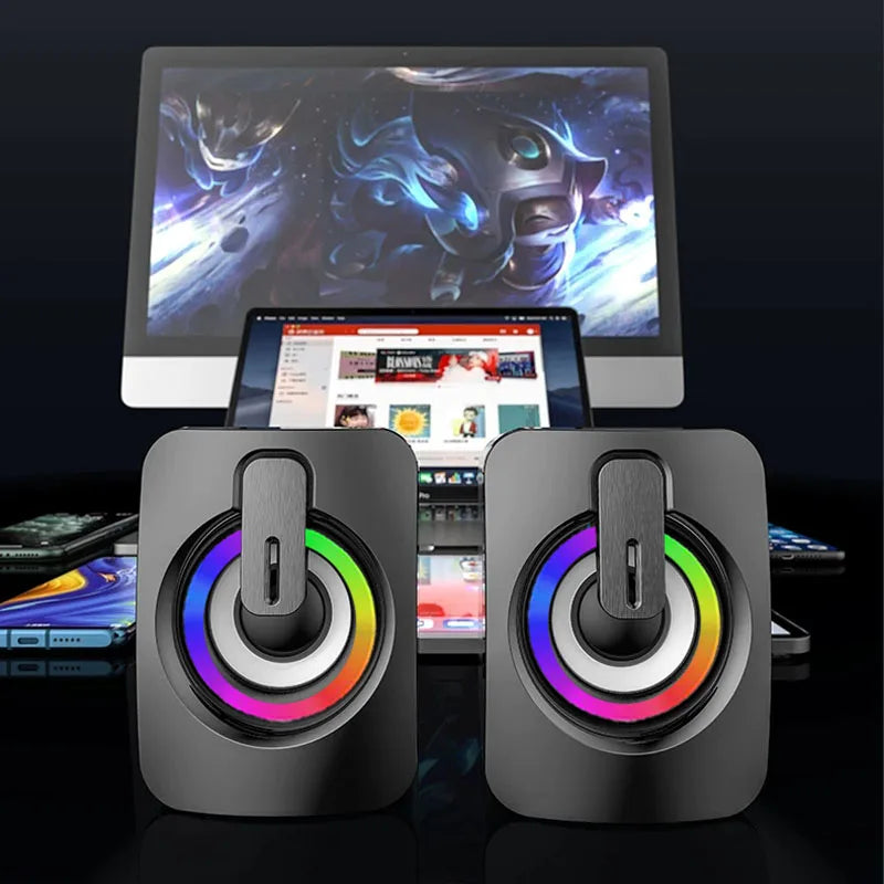 Computer Speakers PC Sound Box HIFI Stereo Microphone USB Wired Caixa De Som with LED Light For Desktop Computer