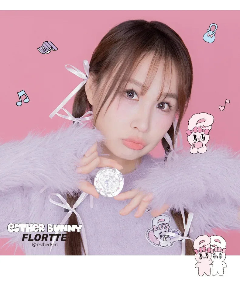 FLORTTE BUNNY Monochrome highlighting powder Naturally Brightening Facial Blush Cream High Gloss Face Blusher Makeup Cosmetics