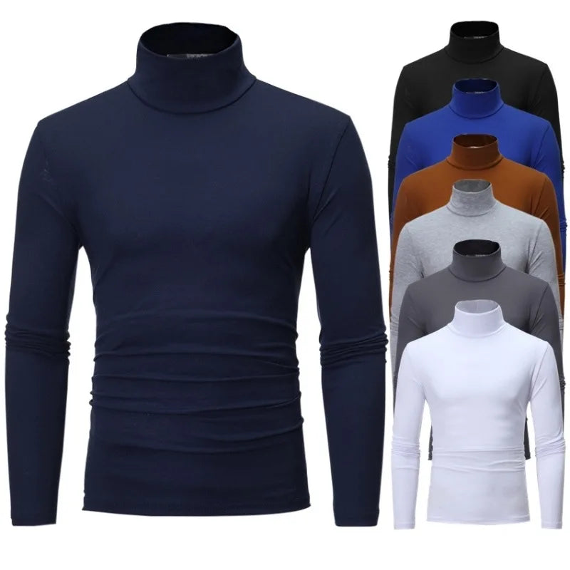 Men's Thermal Underwear in Turtleneck Lapel Autumn Thin Modal Autumn  Winter Male Long-sleeved Base Shirt Single Slim-fit Top