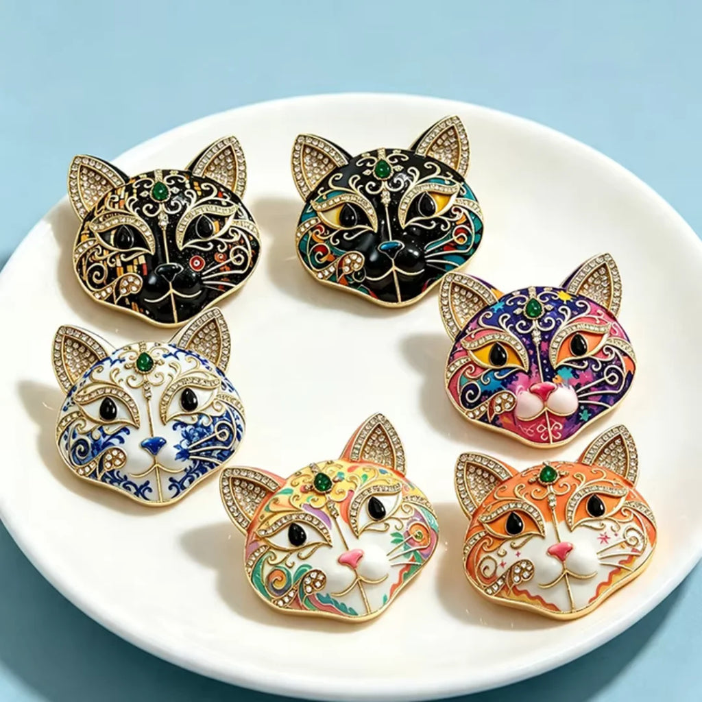 Baroque Luxury Cat and Fox-Face Design Brooches for Men and Women, Jewelry, Fashion Accessories, and Party Gifts