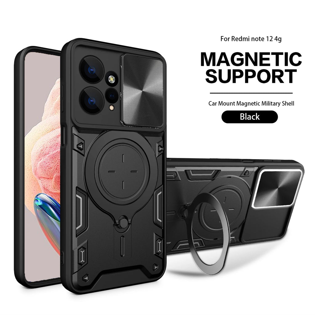 Magsafe Magnetic Camera protection case for Redmi Note 12 4G 12s  Armor Hybrid Metal Ring Back Cover For Redmi Note12 Pro Plus