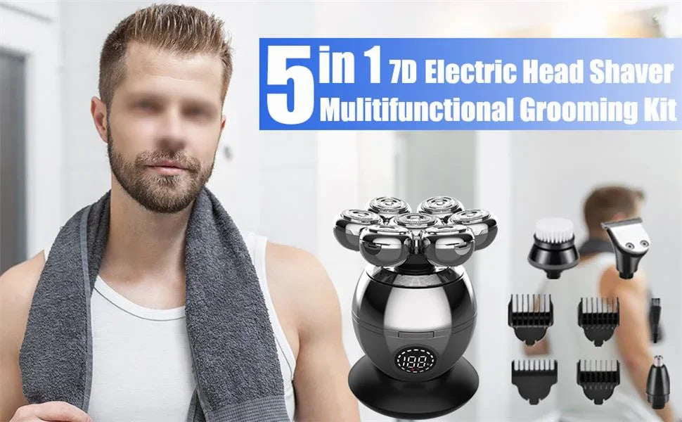 Electric Shaver 7D Floating Cutter Head Base Charging Portable Men's Beard Trimmer Clipper Skull Shaver Waterproof Shaving