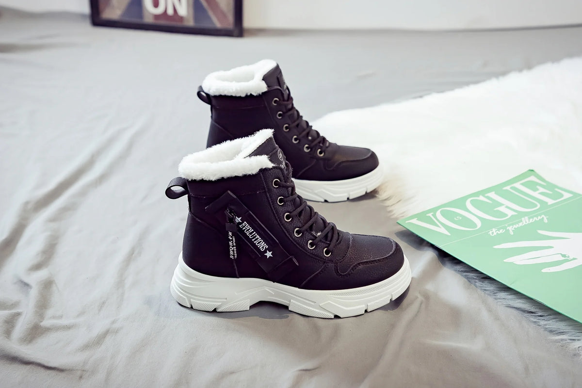 Botins de Senhora, Botins Curtos, Botas de Inverno com Forro Espesso e Isolamento, Elegantes e Versáteis, Botas de Inverno de Sola Grossa