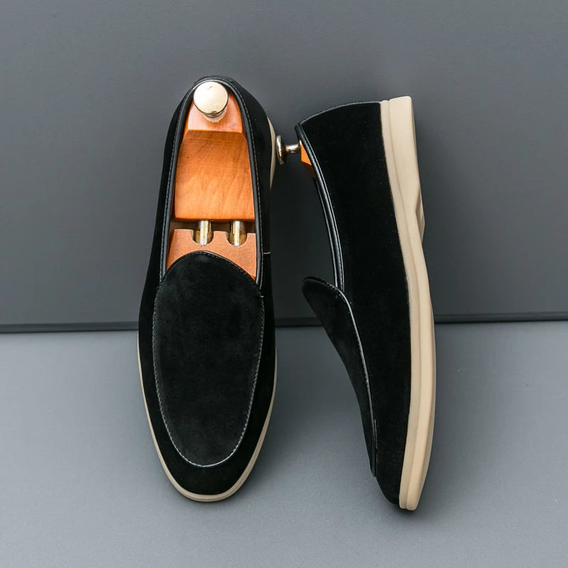 Autumn High-quality Suede Mens Loafers Simple Flat Casual Shoes Luxury Brand Nubuck Leather Outdoor Mocasin Party Wedding Shoes