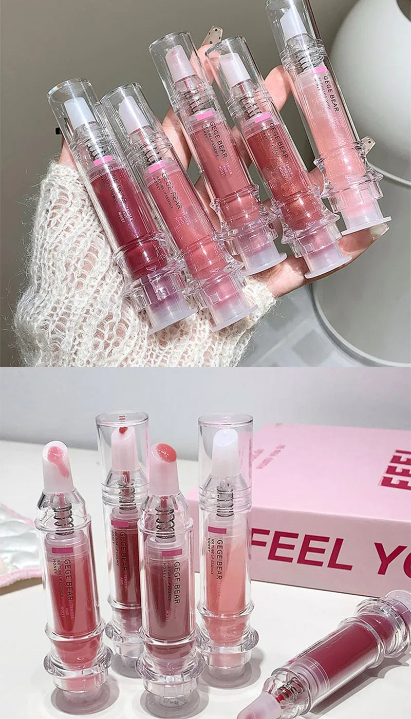 Gege Bear Ice Beet Lip Gloss Essence Honey, Pressed Type Lip Gloss, Balm Smooth, Rich Atmosphere, Explosion, Glitter, Transparent, Watery and Ice, Perfectly Lips, Korean Women's Essentials