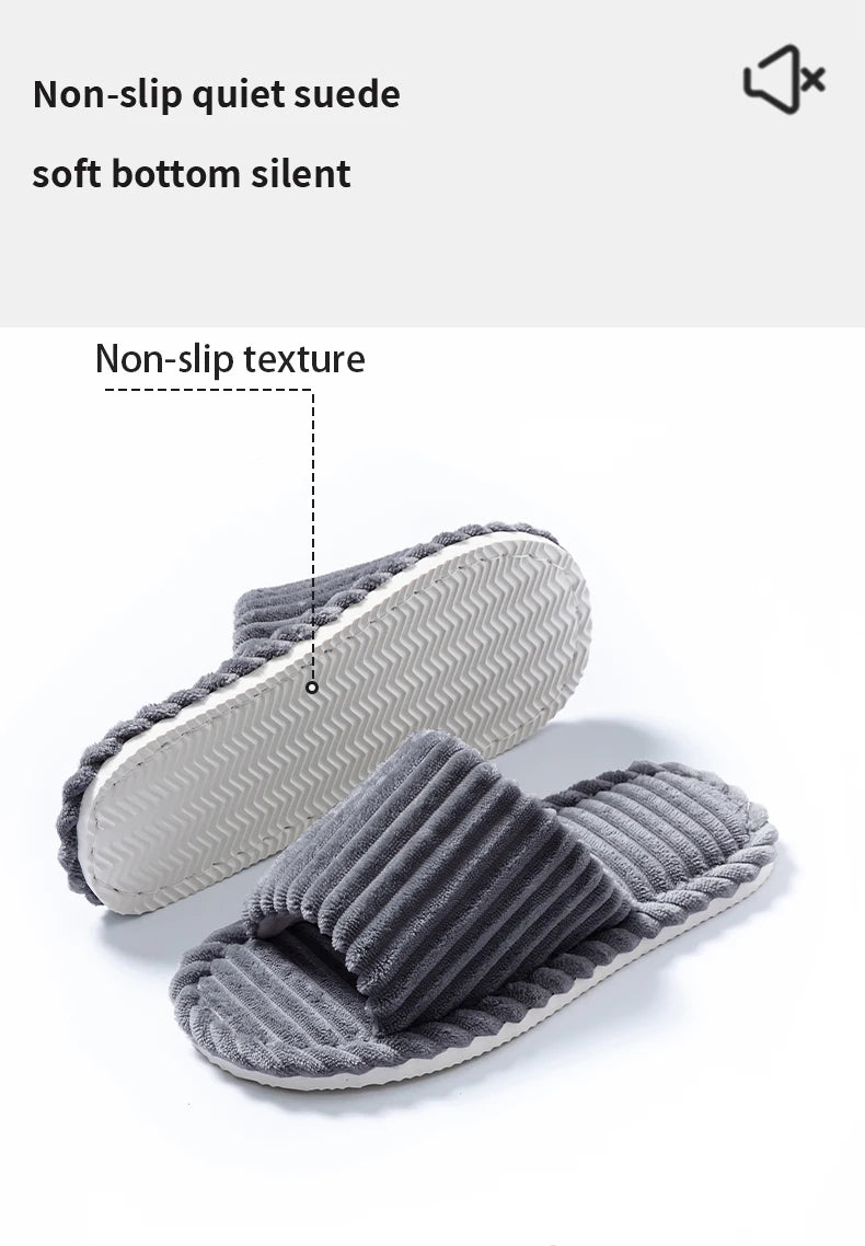 Men's open Toed Slippers Autumn and Winter Indoor Anti slip Breathable Bedroom Silent Couple's home Shoes for Srping and Autunm