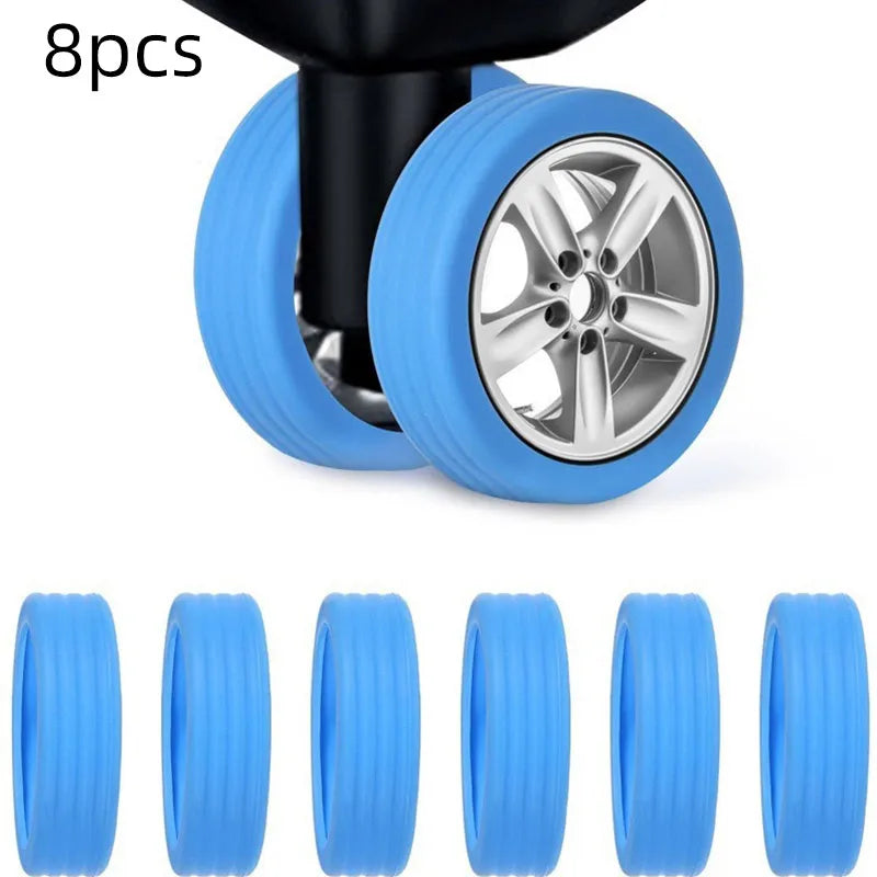 8pcs Luggage Roller Cover Silicone Silent Trolley Wheel Protective Cover Suitcase Wheels Protection Travel Luggage Caster Shoes