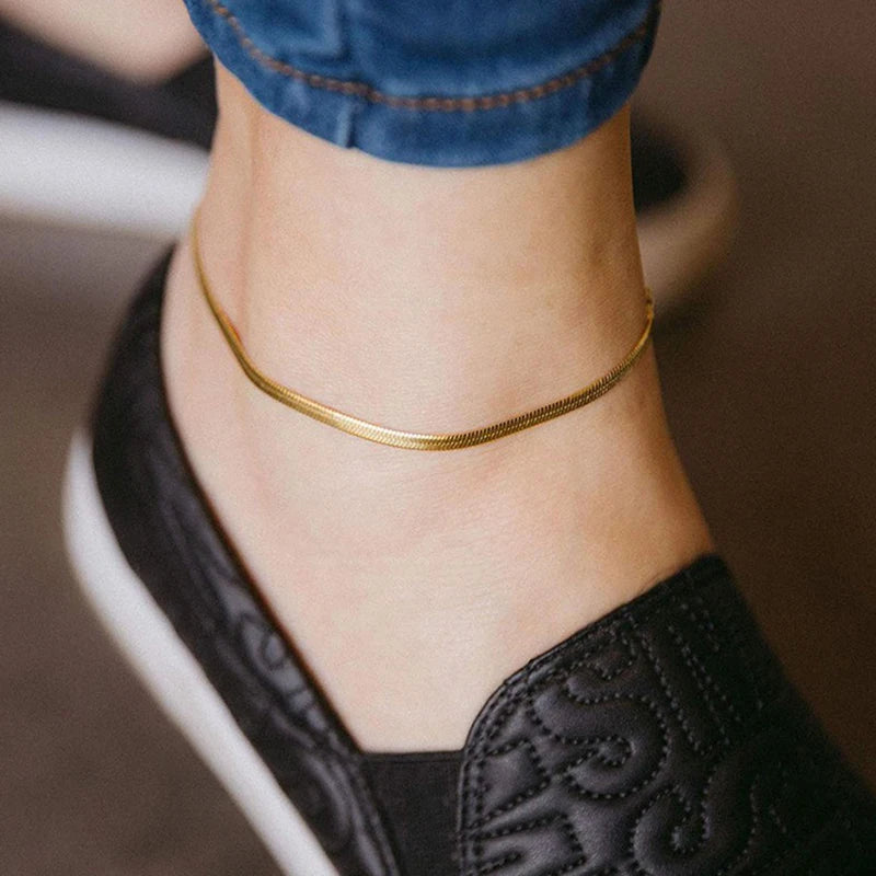 （Summer6）Snake Chain Anklets Stainless Steel For Women/Men Foot Accessorie Foot Jewelry