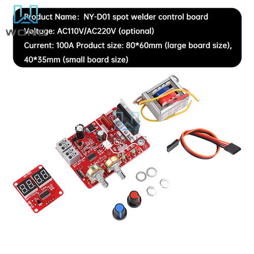 100A NY-D01 Spot Welder Control Board Kit Digital Display Spot Welding Machine Time And Current Control Module AC 110/220V