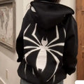 Harajuku Fashion Y2K Oversized Coat Personality Spider Print Women's Hoodie Autumn And Winter Punk Full Zip Up Hoodie Tops
