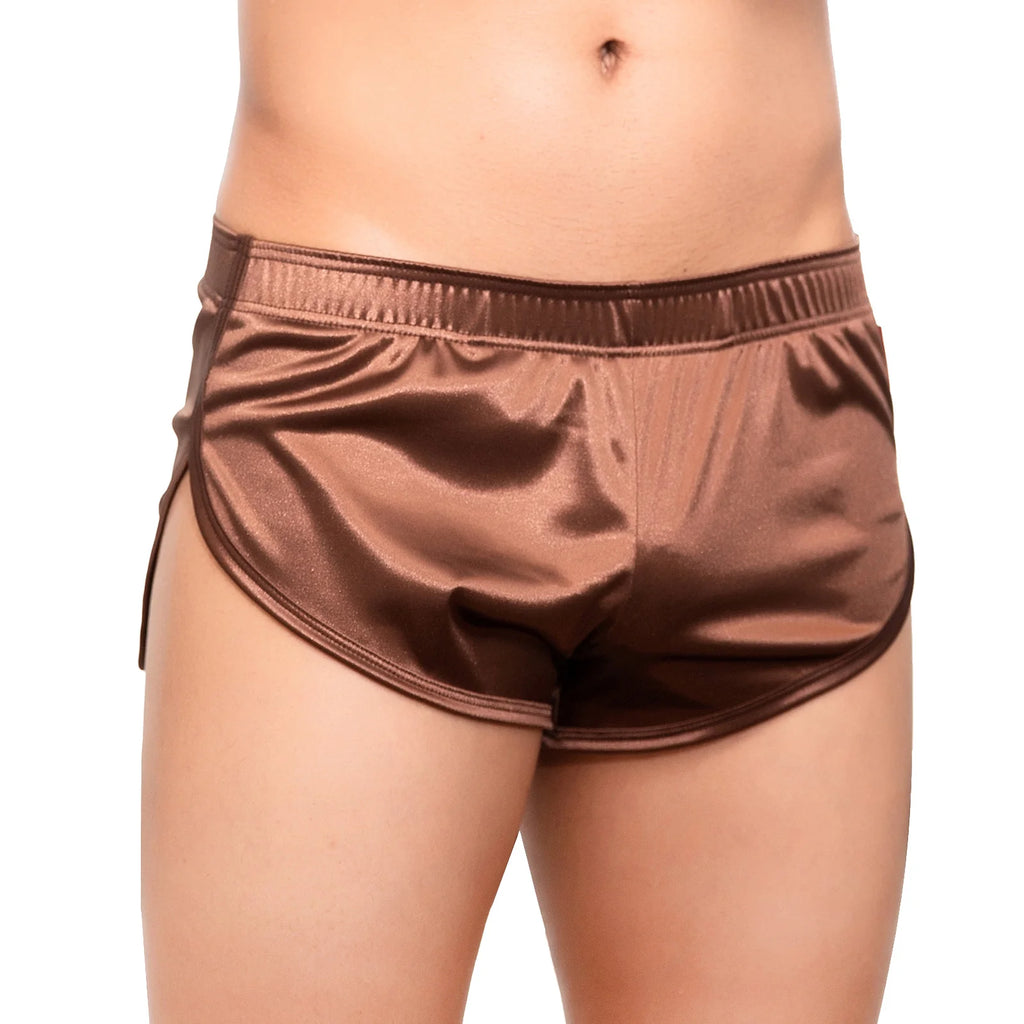Boxers Underwear Men's Sexy Boxer Trunks Smooth Satin Pajamas Shorts Side Split Lounge Boxershorts Home Sleep Bottoms
