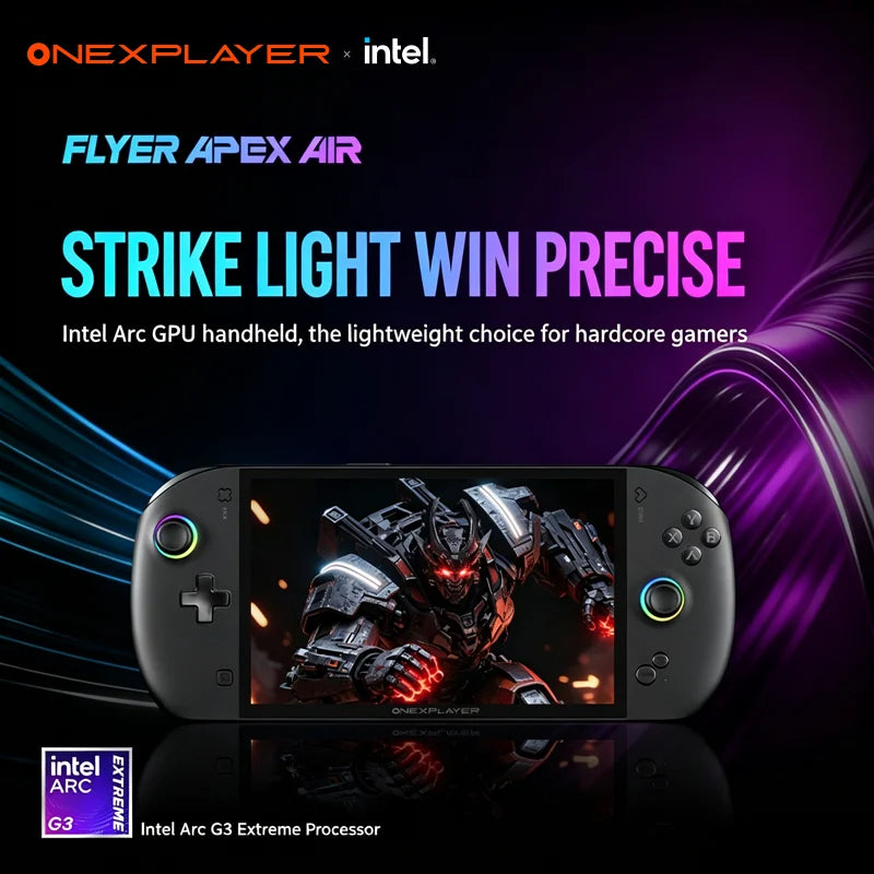 OneXPlayer APEX AIR Windows Handheld Game Console Intel Arc G3E 8" 120Hz VRR Screen 85Wh Swap Battery Dual SSD Cooling Gaming PC