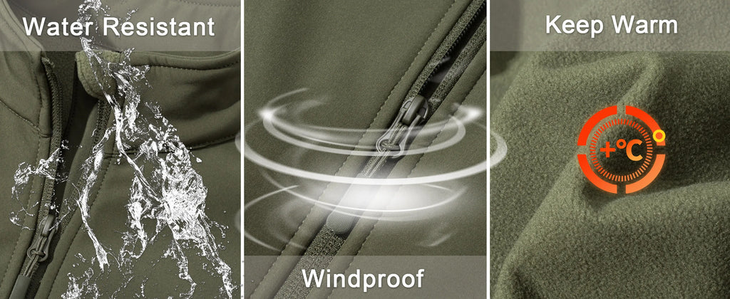 TACVASEN Blusão Impermeável para Homem Caminhada Outdoor Fecho Completo Corta-vento Forro Polar Quente Outono Inverno Trabalho Casaco Casual