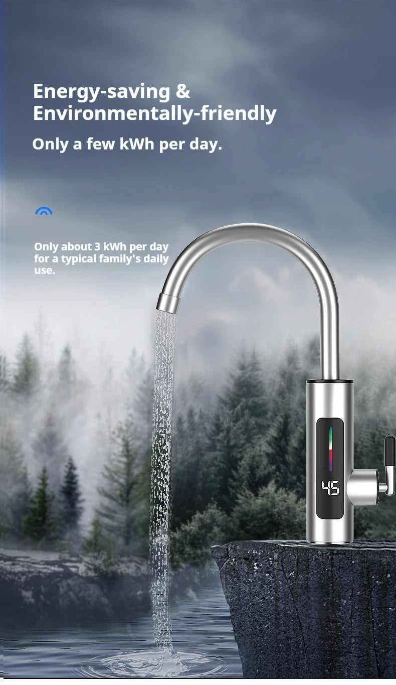 HOMEFISH 3000W 220V Electric Kitchen Water Heater Tap Instant Hot Stainless Steel Water Faucet Heater Cold Heating Faucet