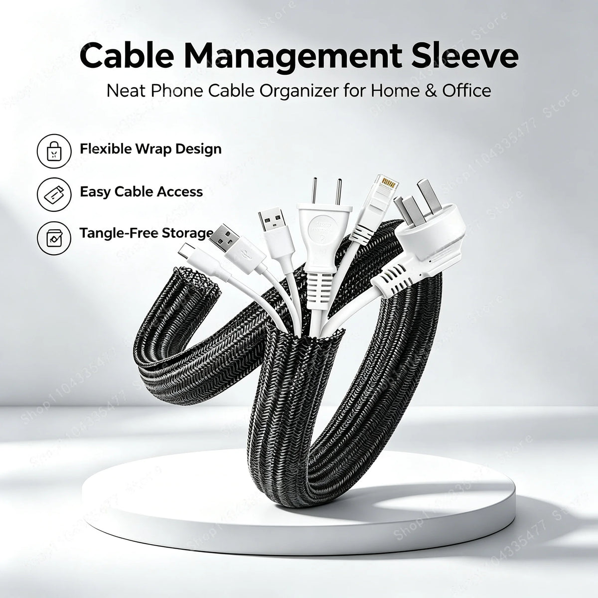 Braided Cable Sleeve 1m/3m/5m Pet Nylon Wrap for Desk PC TV Wire Protector Braided Wire Cover Casing Cable Organizer