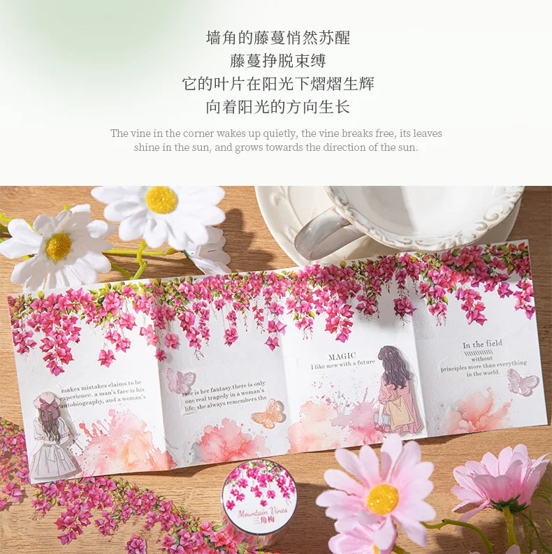 5*200cm 1roll INS Fresh vine theme PET tape Stickers Adhesive Diy Scrapbooking Diary Scrapbooking Collage material Scrapbooking