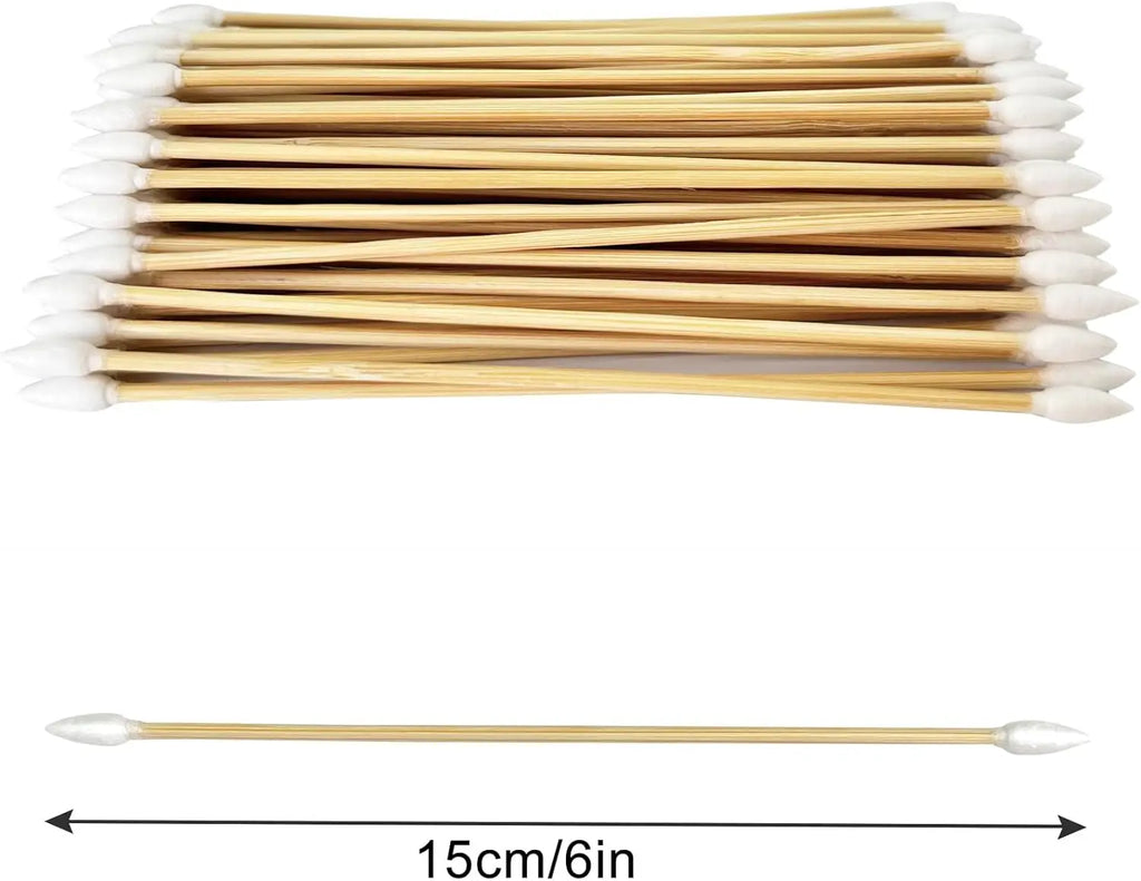 100/300/500pcs Double Pointed Cotton Swab Applicators - 6 Inch Long Cotton Swabs for Tattoo, Cleaning, Makeup & Ear Cleaning