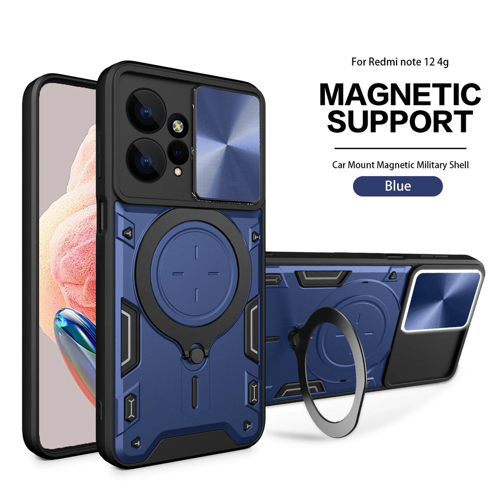 Magsafe Magnetic Camera protection case for Redmi Note 12 4G 12s  Armor Hybrid Metal Ring Back Cover For Redmi Note12 Pro Plus
