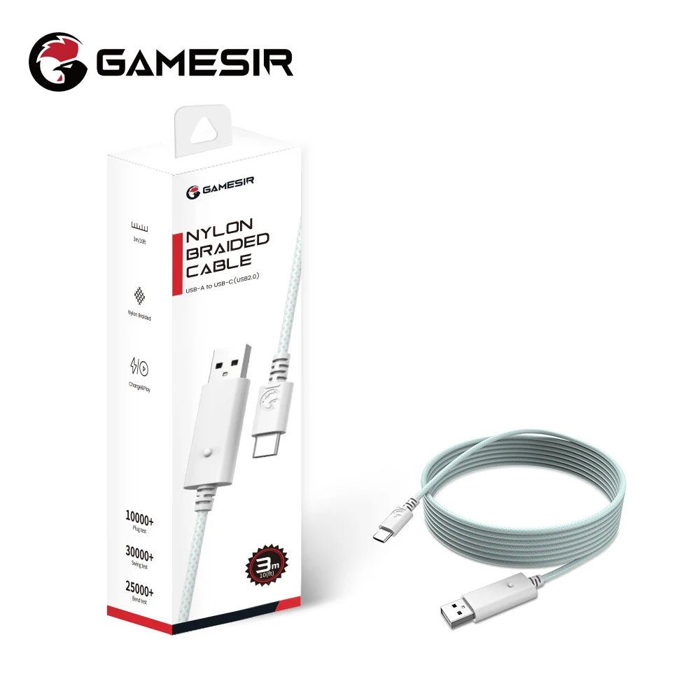 GameSir 3m Cable for G7 Pro G7 Pro 8K Nova Lite Cyclone 2 G8 Plus Gamepad Accessories USB Connector Original Nylon Braided Cable