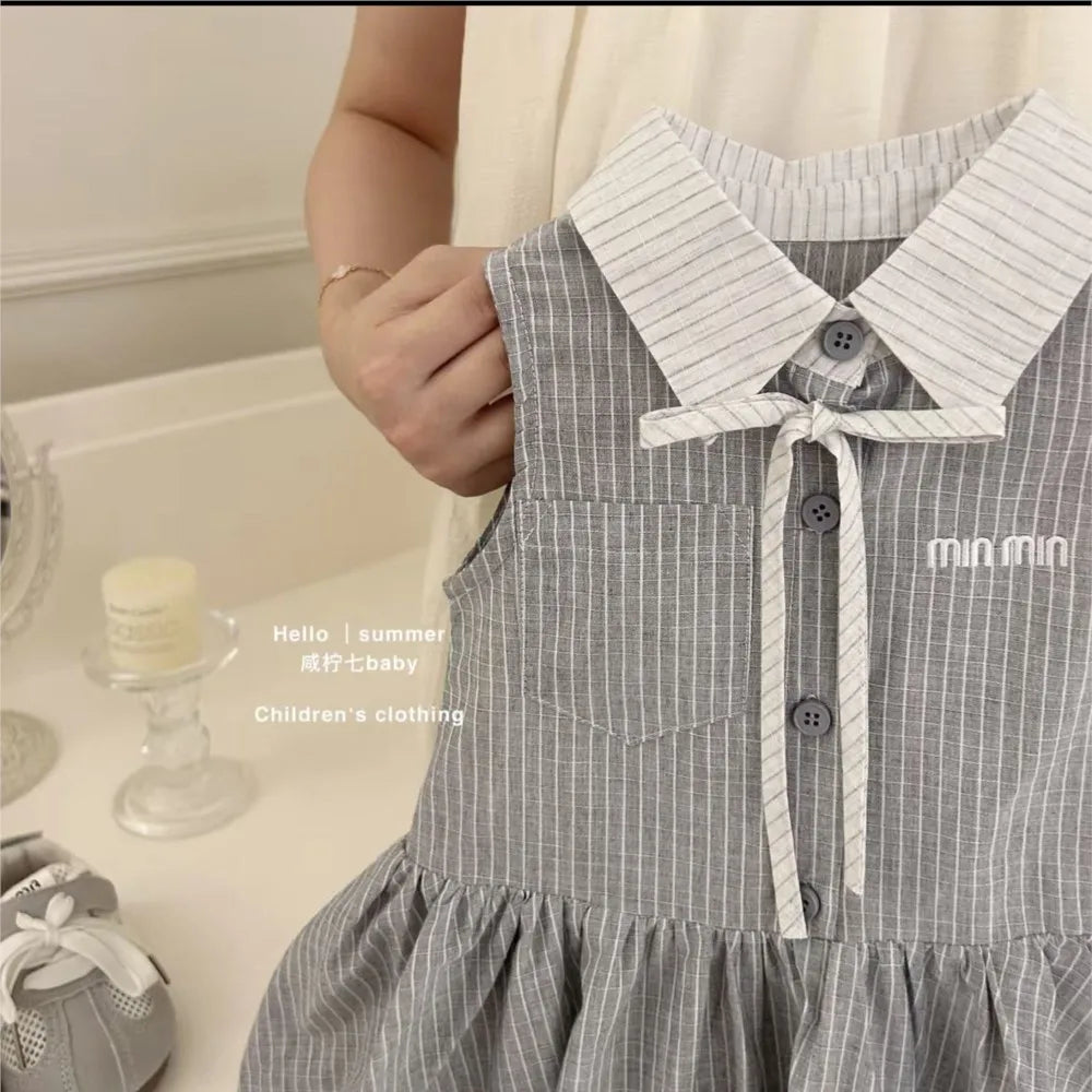 25 Baby Girls Summer Dress Long Shirts Striped Kids Birthday Elegant Dresses Children Vestidos Clothes 0-7Y