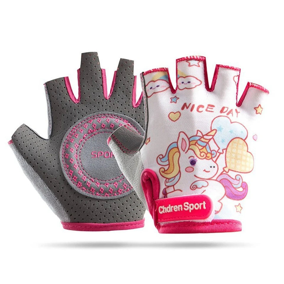 GTUBIKE Half-Finger Kids Sport Bike Gloves - Non-Slip Fingerless Kids Cycling Climbing Gloves for Boys and Girls Age 2-12