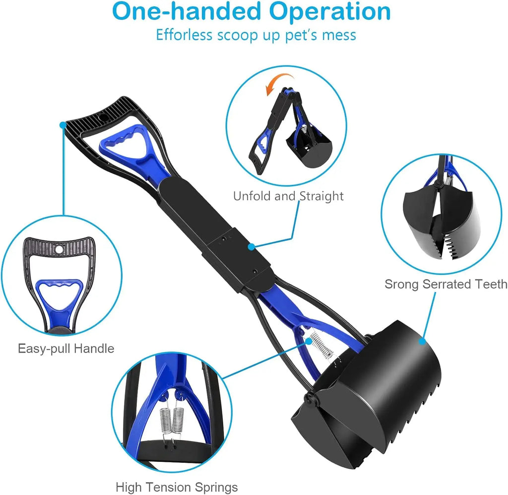 Pooper Scooper for Large Small Dogs Folding Dog Poop Scooper Sturdy Spring and Premium Materials Easy to Use for Grass Dirt Grav