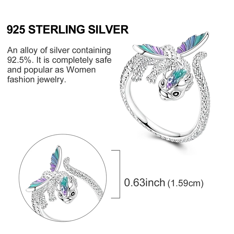 925 Silver Open Ring Sunflower Bee Star Eternal Love Jewelry Women's Wedding Gift