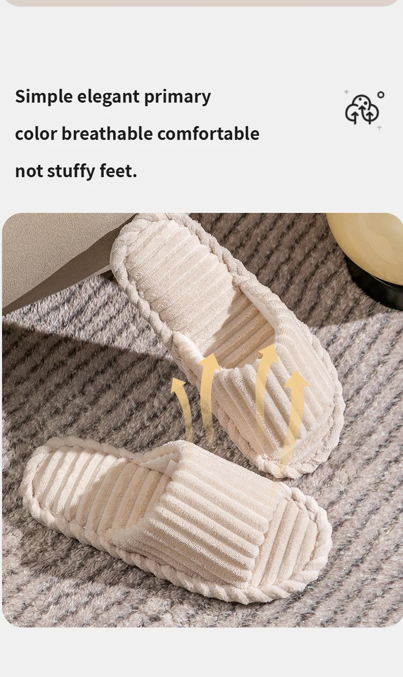 Men's open Toed Slippers Autumn and Winter Indoor Anti slip Breathable Bedroom Silent Couple's home Shoes for Srping and Autunm