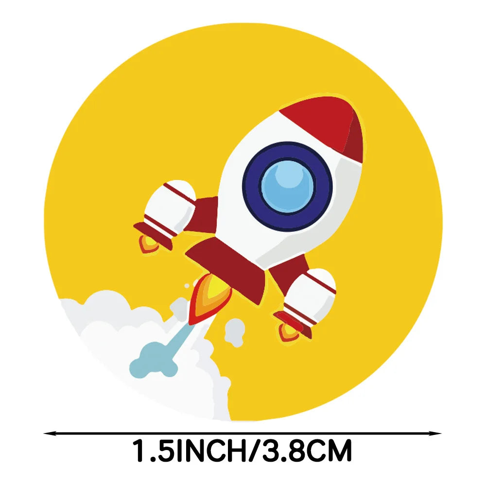 100-500 Pcs 1-1.5inch Stickers Roll Reward Student Enlightenment Label Stationery Seal Lable Space Astronaut Star