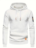 Men's Waffle Pattern Hoodie Autumn/Winter Casual Solid Pullover Warm Sweatshirt Loose Outdoor Sports Hoodie Tops Men's Clothing