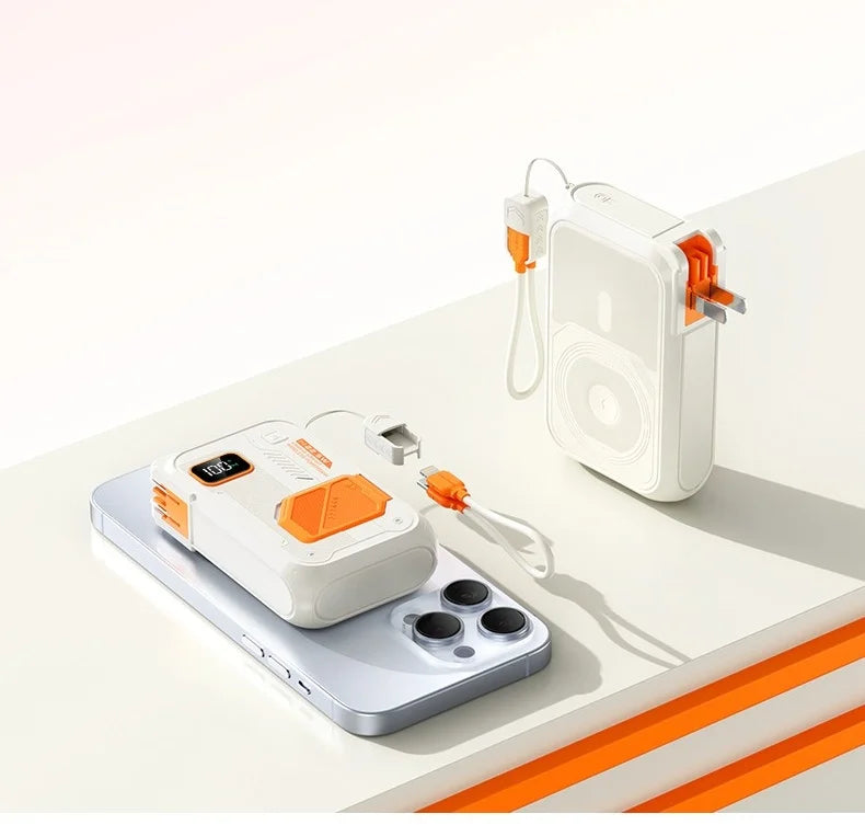 22.5W 20000mAh Power Bank with AC Plug Super Fast Charging Wireless Charging Compact and Portable Mobile Power Supply