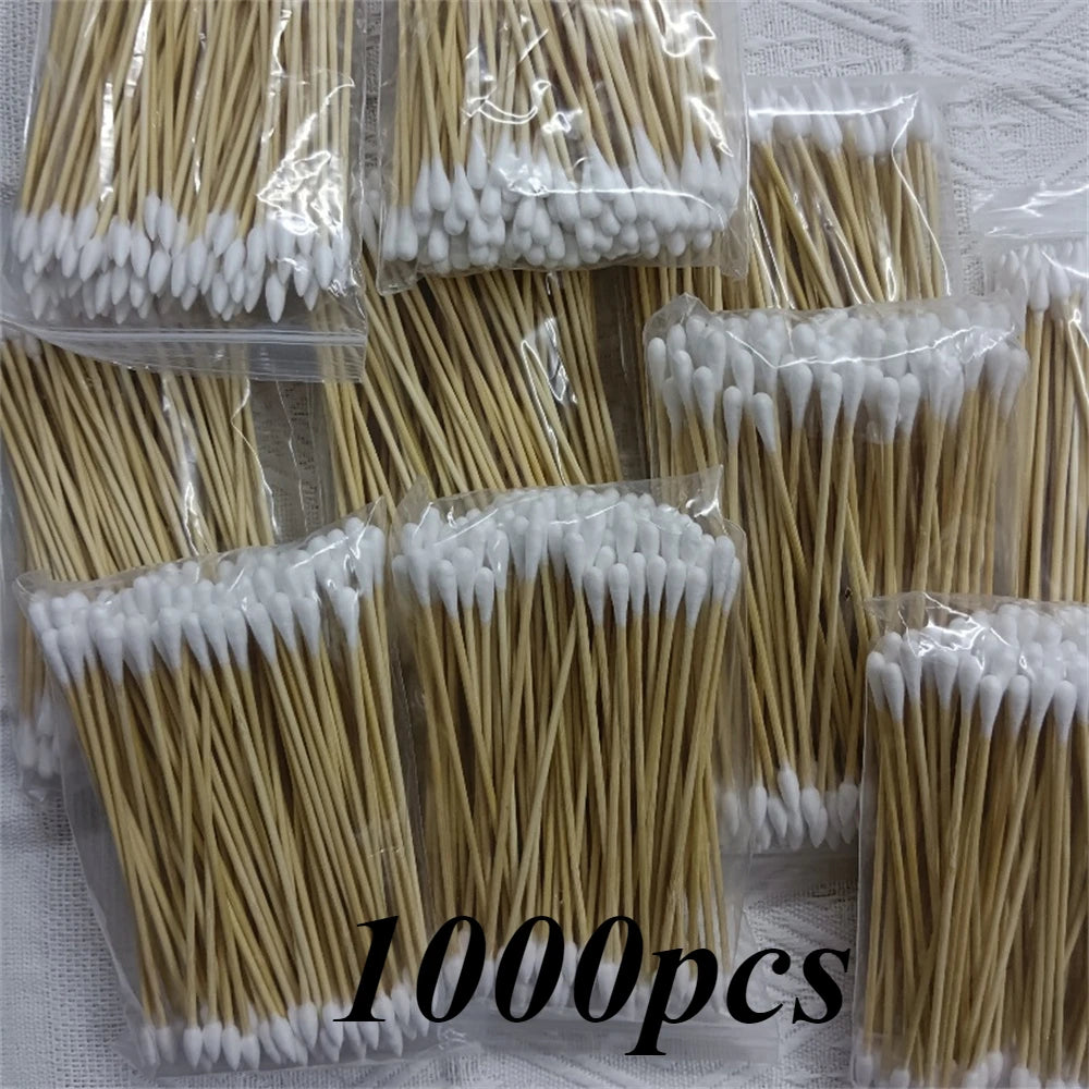 100/300/500pcs Double Pointed Cotton Swab Applicators - 6 Inch Long Cotton Swabs for Tattoo, Cleaning, Makeup & Ear Cleaning