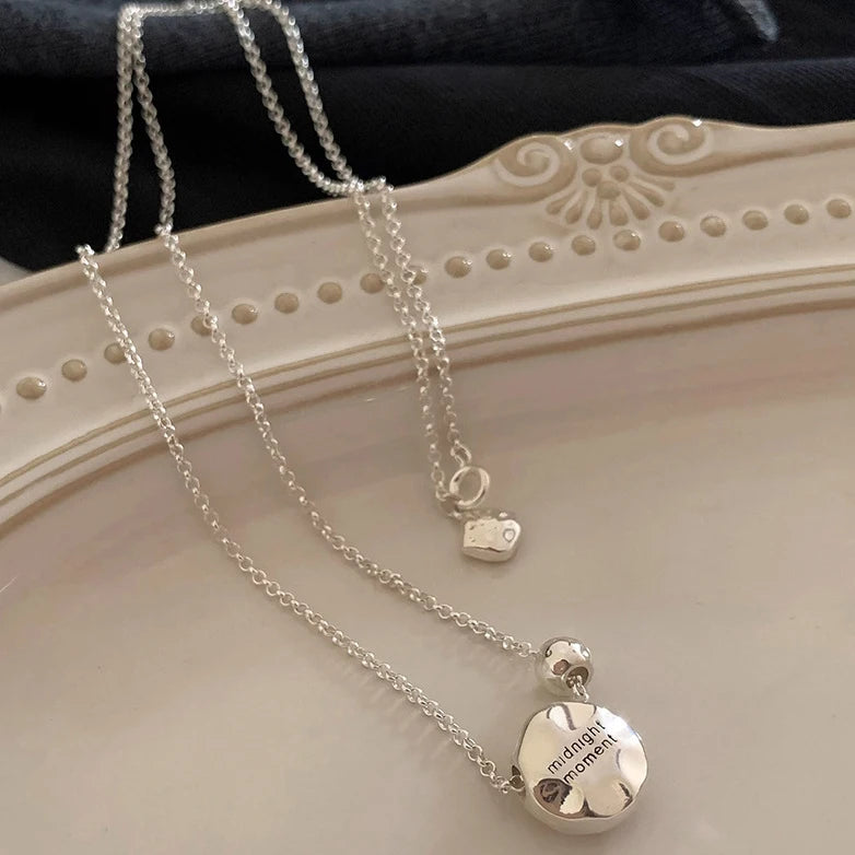 925 Silver Necklace Punk Wealth Good Wish Matte Ball Bread OT Clasp Stackable for Women Girl Jewelry Gift Dropshipping Wholesale