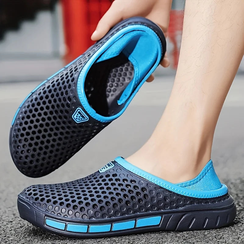 Men's and Women's Summer Sandals Clogs Casual Round Toe Slip on Outdoor Geometric Pattern Anti-slip Beach Hole Shoes Plus 46 47