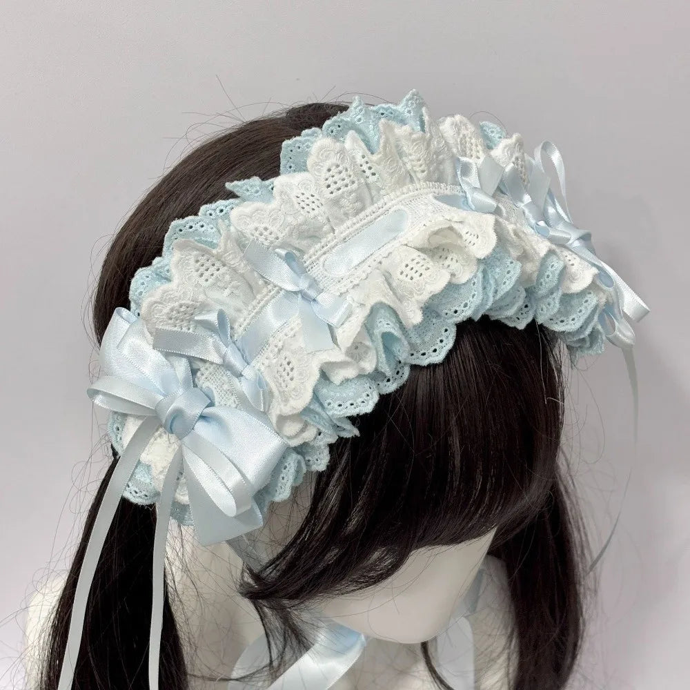 New Lace Lolita Wing Angel Headband Ribbon Bowknot Gothic Hair Band Sweet Cosplay Headdress Headwear