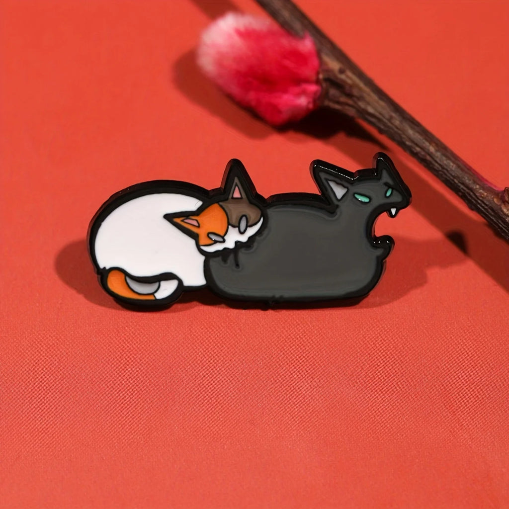 1pc Cat Enamel Brooch - Cute cat design, perfect for lapels, bags or jewelry