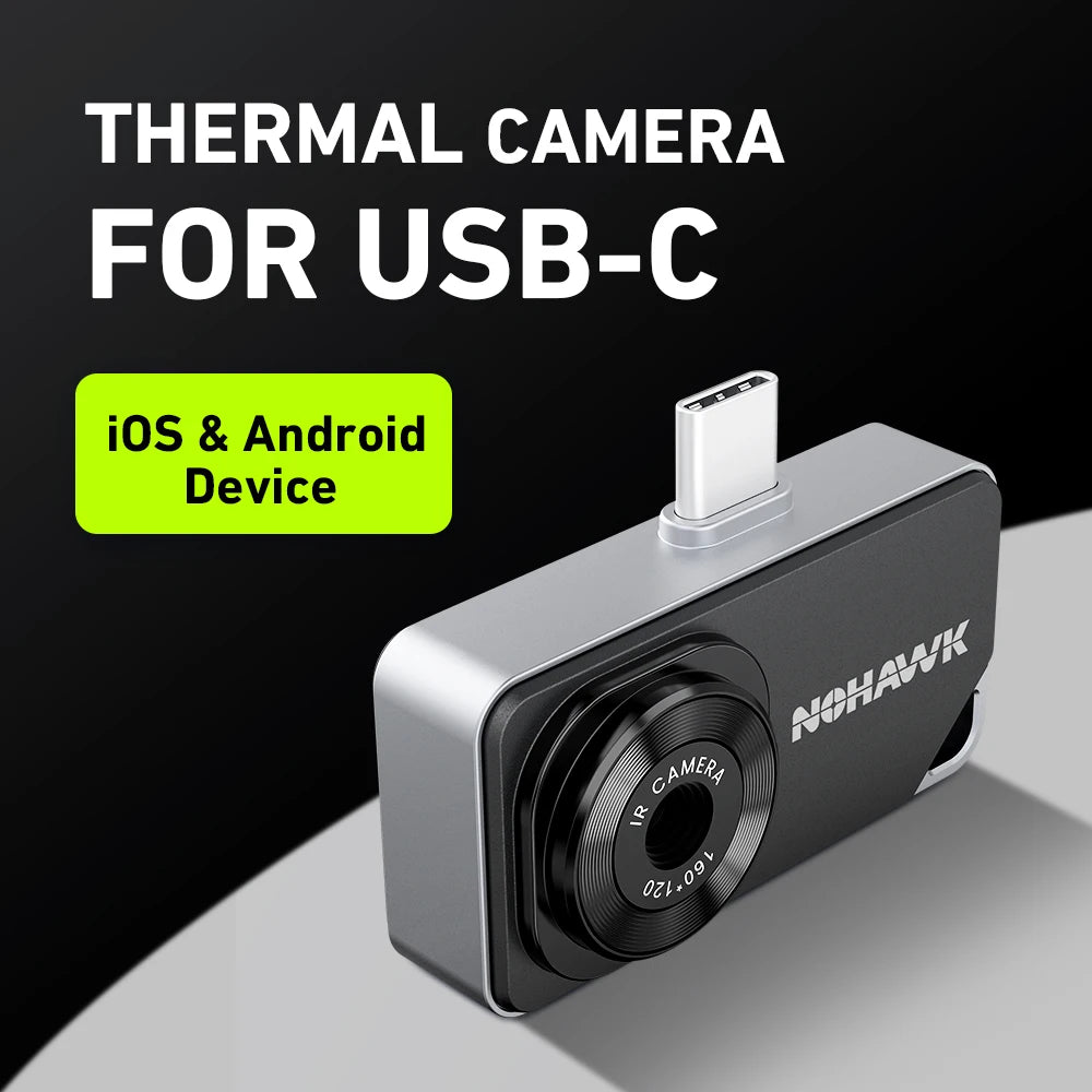 NOHAWK Thermal Camera Type-C for iPhone & Android Devices 160x120 320x240 R+ Super Resolution Support Photo Video Capture & Save