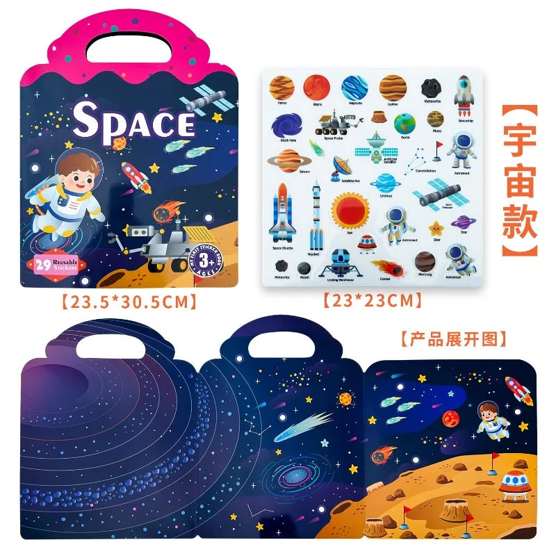Children's Enlightenment Jelly Sticker Book Baby Hands-on DIY Jelly Sticker Puzzle Portable Puzzle Repeat Sticker Toy Magic Book
