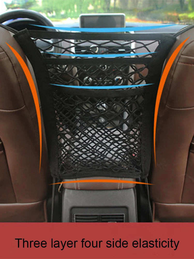 Pet Car Barrier Dog Car Barrier with Automatic Safety Mesh Storage Bag Pet Barrier Guard Back Seat Safety Protector Mesh Net